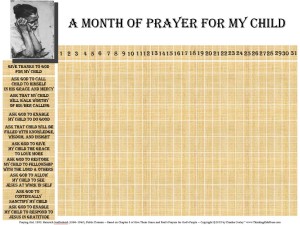 Join us for a month of prayer for your child/children! Free prayer calendar.