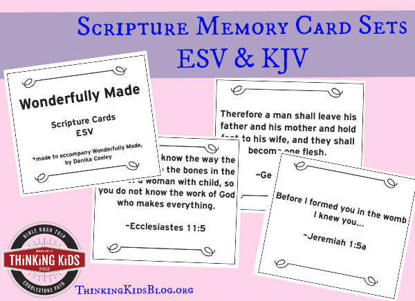 Free Scripture Memory Card Sets ~ ESV & KJV. We're celebrating Wonderfully Made: God's Story of Life from Conception to Birth is a sweet Scripture and science based picture book for ages 5-11.