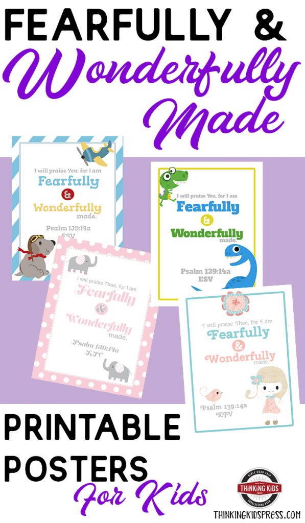 Fearfully & Wonderfully Made Verse Printable Posters for Kids