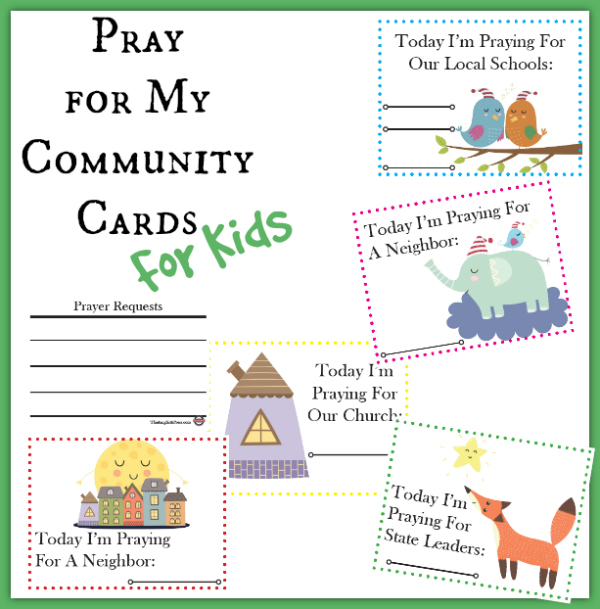 Pray for My Community Cards for Kids ~ A part of the Family Prayer Box project!