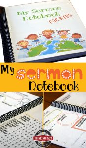 My Sermon Notebook for Kids ~ 52 weeks of sermon notes for kids! Directed notebooking, along with coloring, mazes, and word searches.