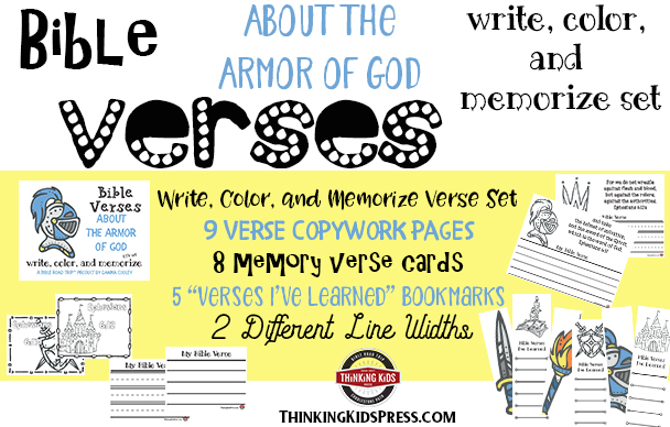 Bible Verses about the Armor of God for Kids: Write, Color, & Memorize Set
