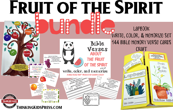 The Fruit of the Spirit Bundle: Lapbook, Write, Color, & Memorize Set, Bible Memory Verse Cards, and Craft