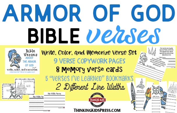 Bible Verses about the Armor of God for Kids: Write, Color, and Memorize Set