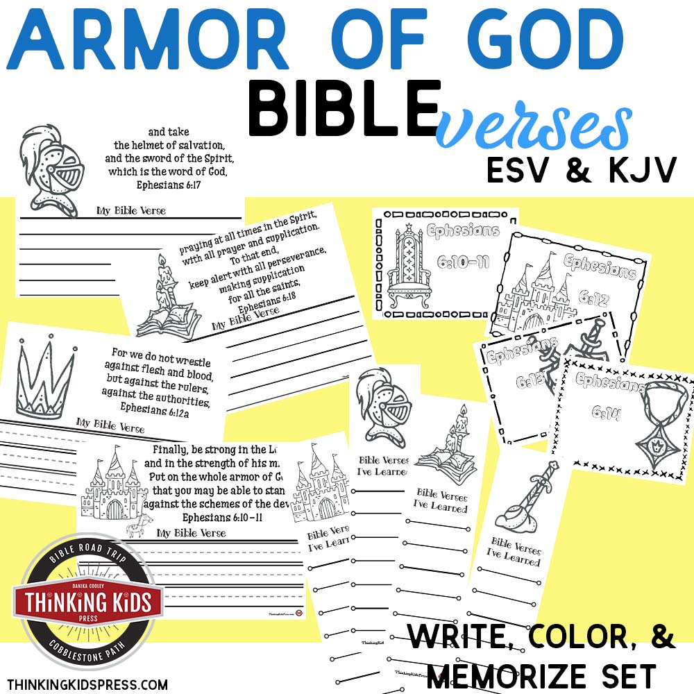 Bible Verses about the Armor of God for Kids: Write, Color, and Memorize Set