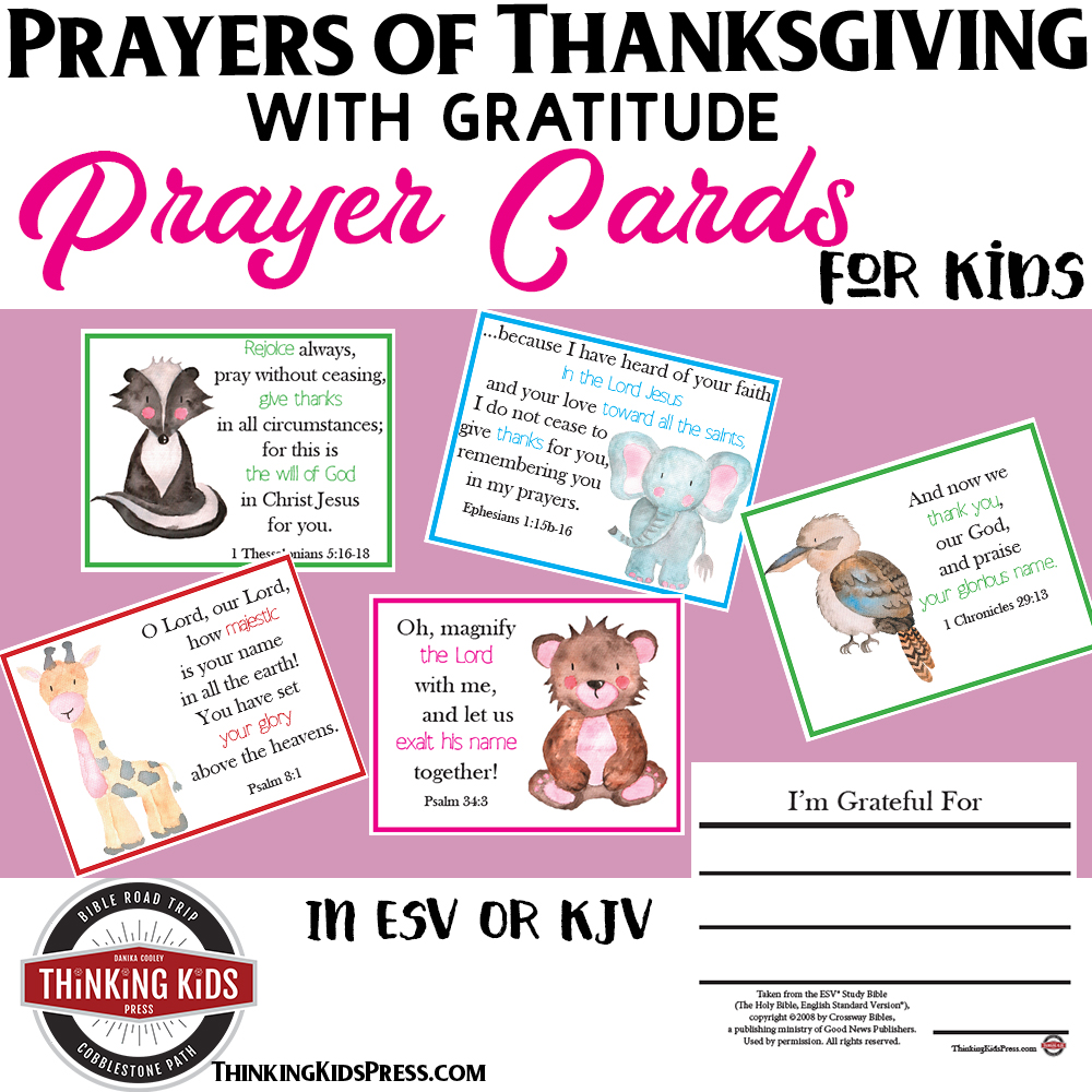 Prayers of Thanksgiving with Gratitude Prayer Cards for Kids