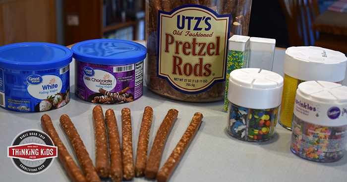 The Days of Creation Chocolate Covered Pretzel Rods